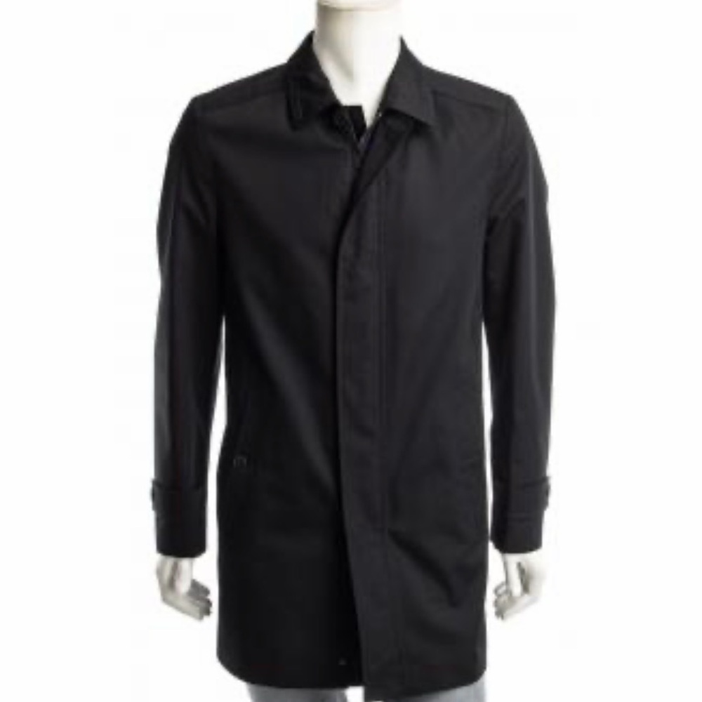 Hugo Men’s Boss Black Single-Breasted Trench Coat size 44